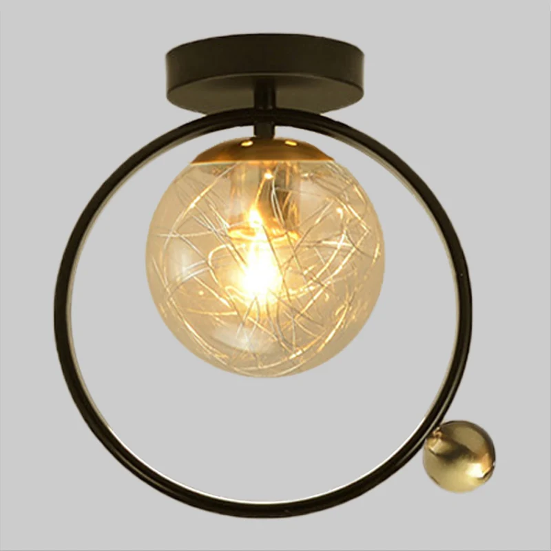 Bolvormig semi-inbouwlicht eigentijds helder glas, enkele lamp, zwart plafondmontagearmatuur met wereldbol/vogeldecor Clea...