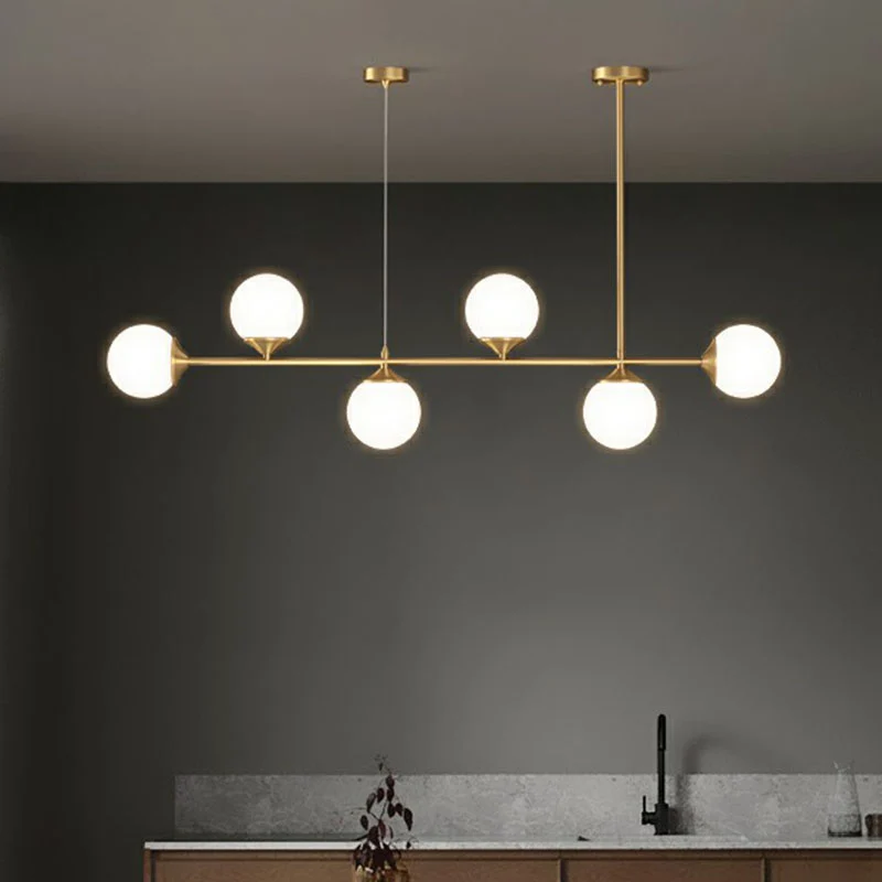 Bolvormige eetkamer eilandhanger opaline glas minimalistische hanglampset Clearhalo