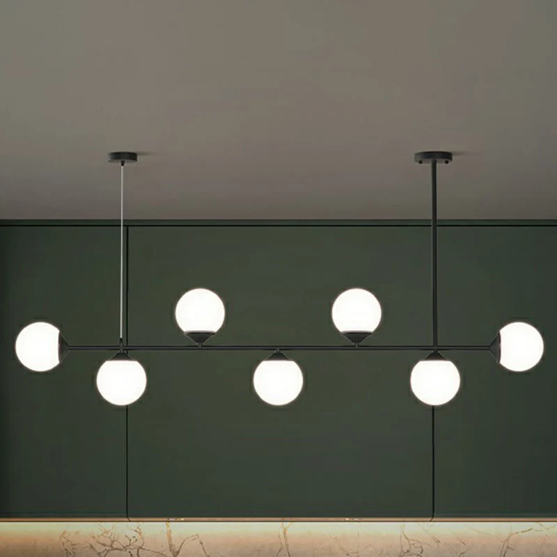 Bolvormige eetkamer eilandhanger opaline glas minimalistische hanglampset Clearhalo