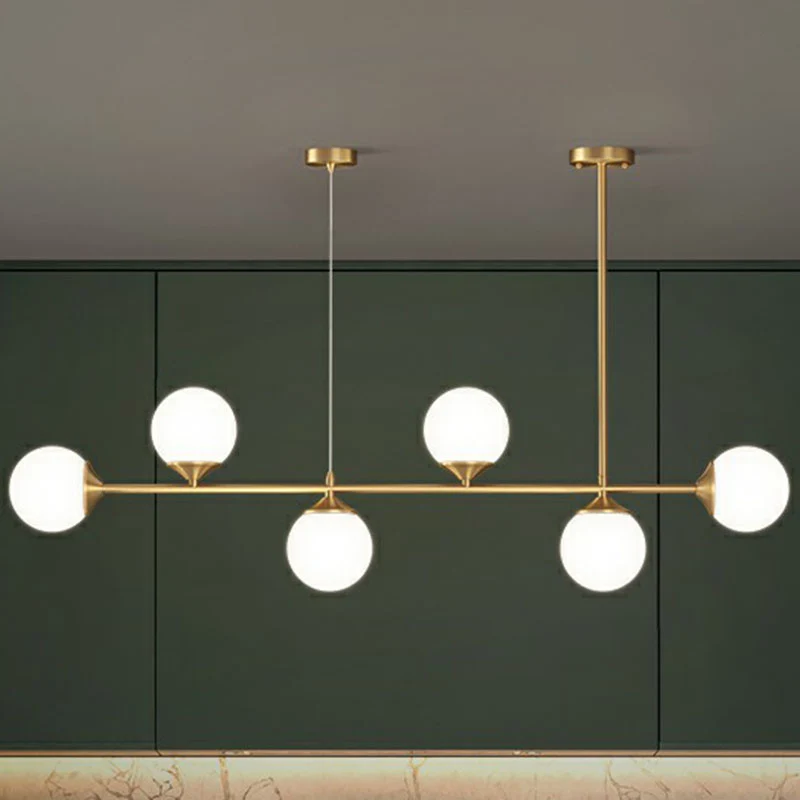 Bolvormige eetkamer eilandhanger opaline glas minimalistische hanglampset Clearhalo