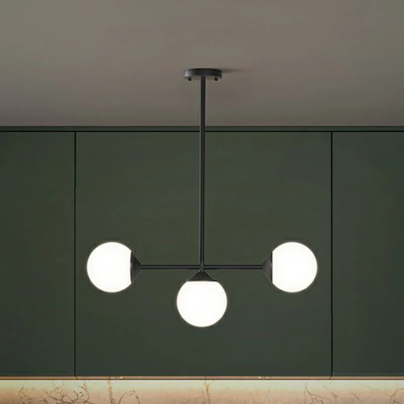 Bolvormige eetkamer eilandhanger opaline glas minimalistische hanglampset Clearhalo