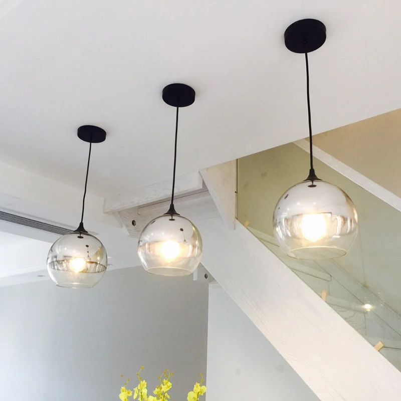 Bolvormige eetkamer hanglamp Ombre glas Scandinavische hanglamp met enkele lamp Clearhalo