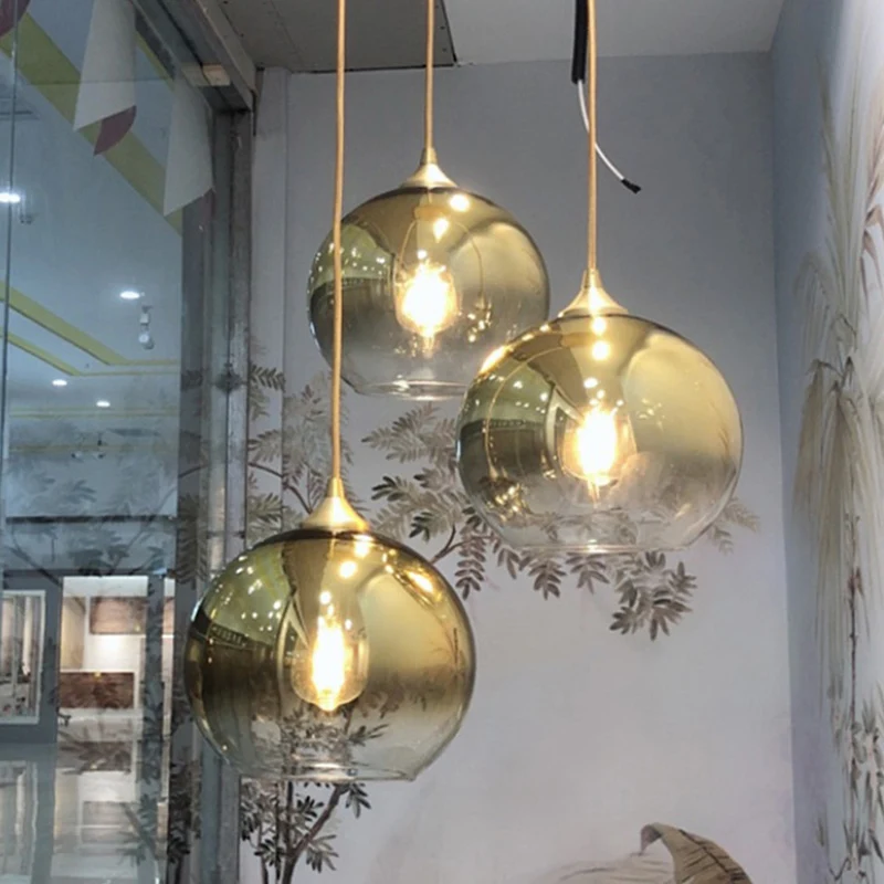 Bolvormige eetkamer hanglamp Ombre glas Scandinavische hanglamp met enkele lamp Clearhalo