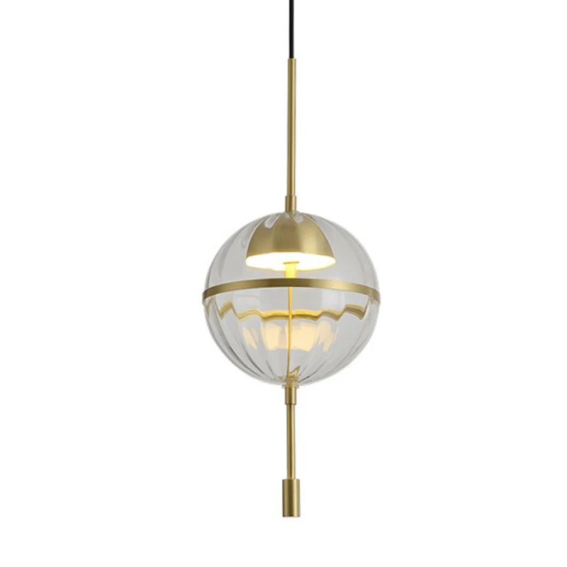 Bolvormige geribbelde glazen hanglampset Postmoderne gouden LED-plafondhanglamp Clearhalo