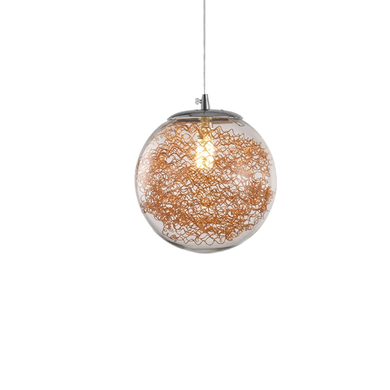 Bolvormige hanglamp van helder glas met draad Deco 1-lichts moderne hanglamp Clearhalo