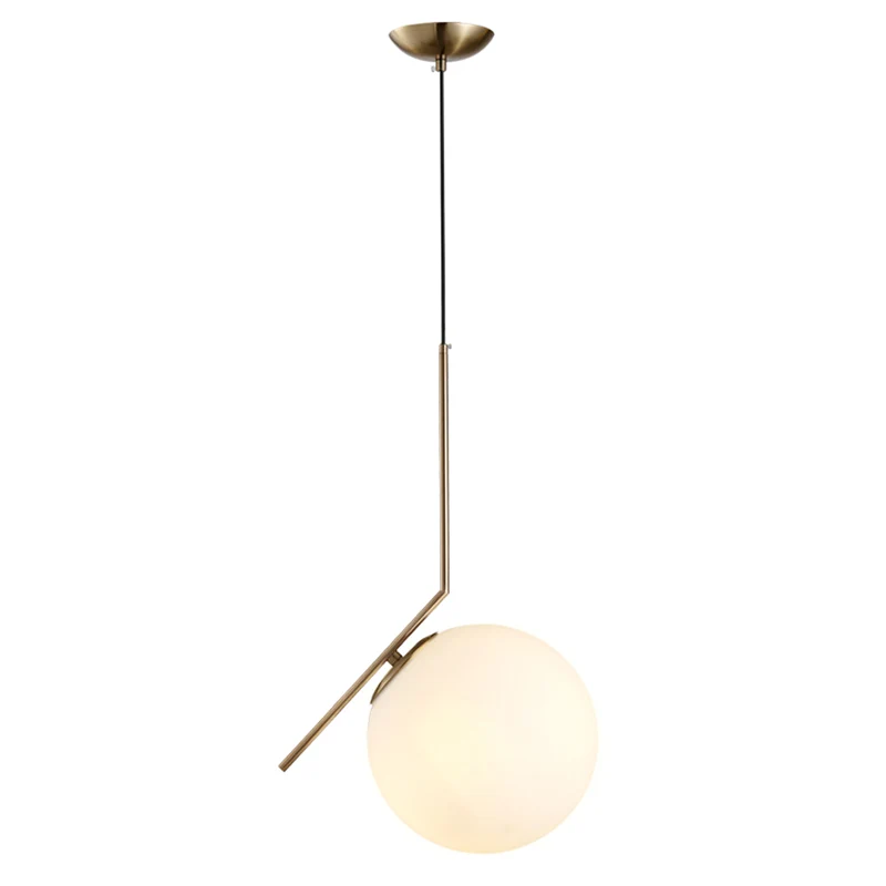 Bolvormige hanglamp voor plafond, moderne glazen slaapkamer, hanglamp wit Clearhalo
