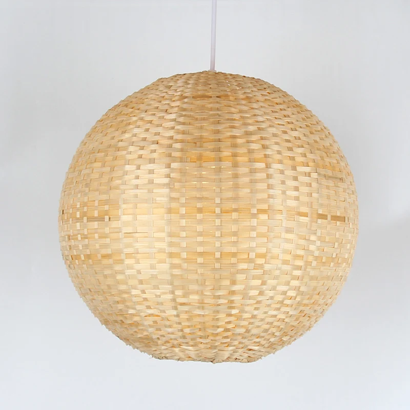 Bolvormige plafondlamp, Aziatisch bamboe, 1 lamp, beige ophangverlichting voor restaurant Clearhalo