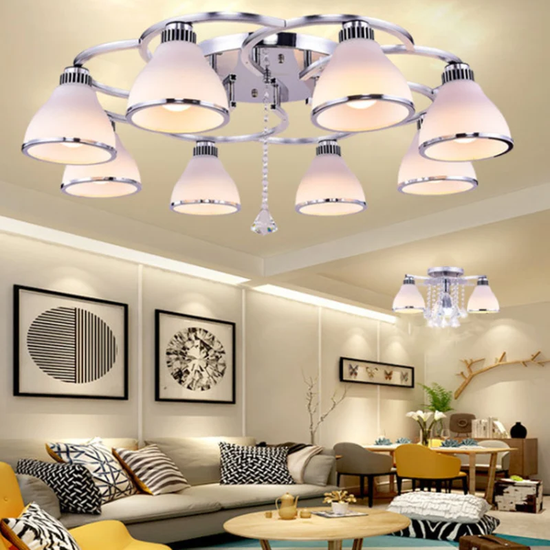 Bolvormige, semi-inbouw plafondlamp, modernistisch wit glazen plafondlamp voor slaapkamer Clearhalo