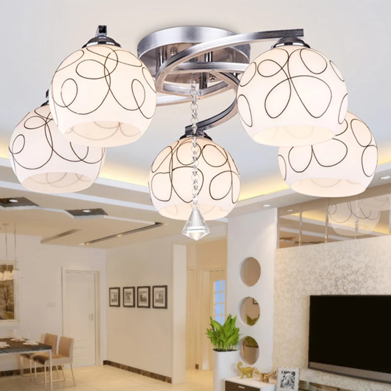 Bolvormige, semi-inbouw plafondlamp, modernistisch wit glazen plafondlamp voor slaapkamer Clearhalo