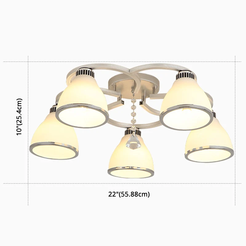 Bolvormige, semi-inbouw plafondlamp, modernistisch wit glazen plafondlamp voor slaapkamer Clearhalo