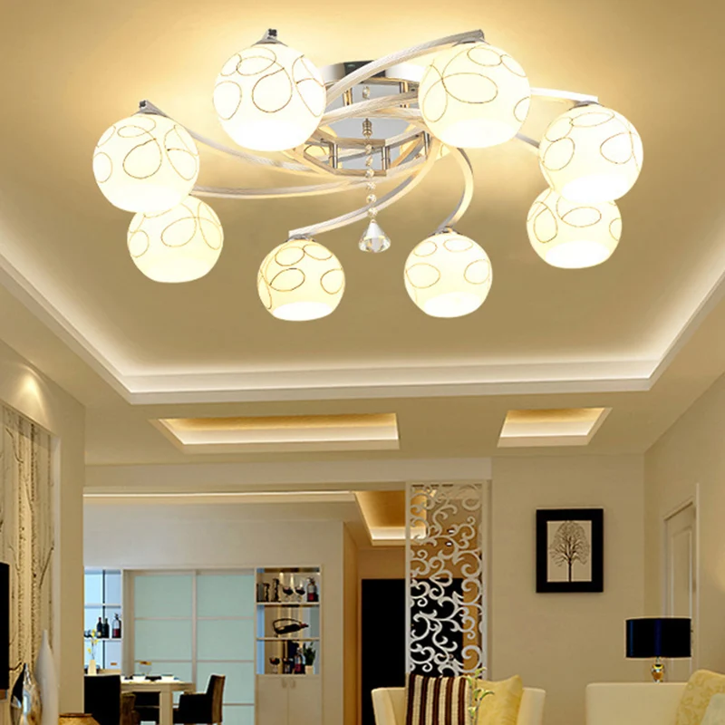 Bolvormige, semi-inbouw plafondlamp, modernistisch wit glazen plafondlamp voor slaapkamer Clearhalo