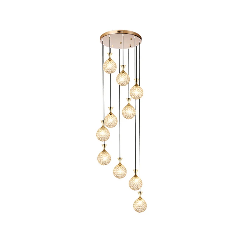 Bolvormige spiraalcluster hanglamp Moderne kristallen ingebedde 10-lichts hangende verlichting Clearhalo