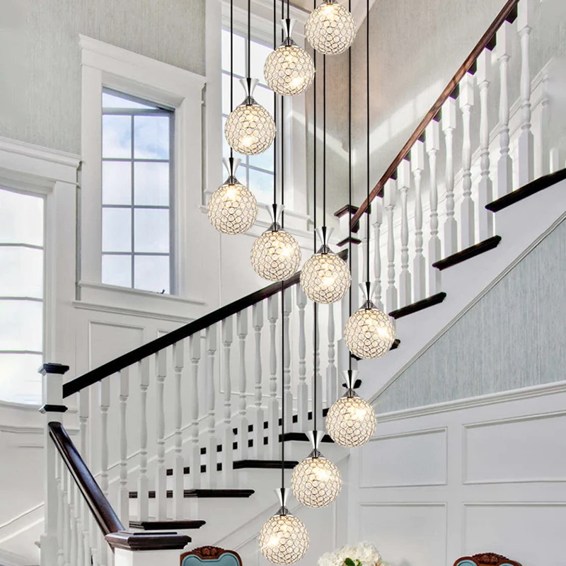 Bolvormige spiraalcluster hanglamp Moderne kristallen ingebedde 10-lichts hangende verlichting Clearhalo