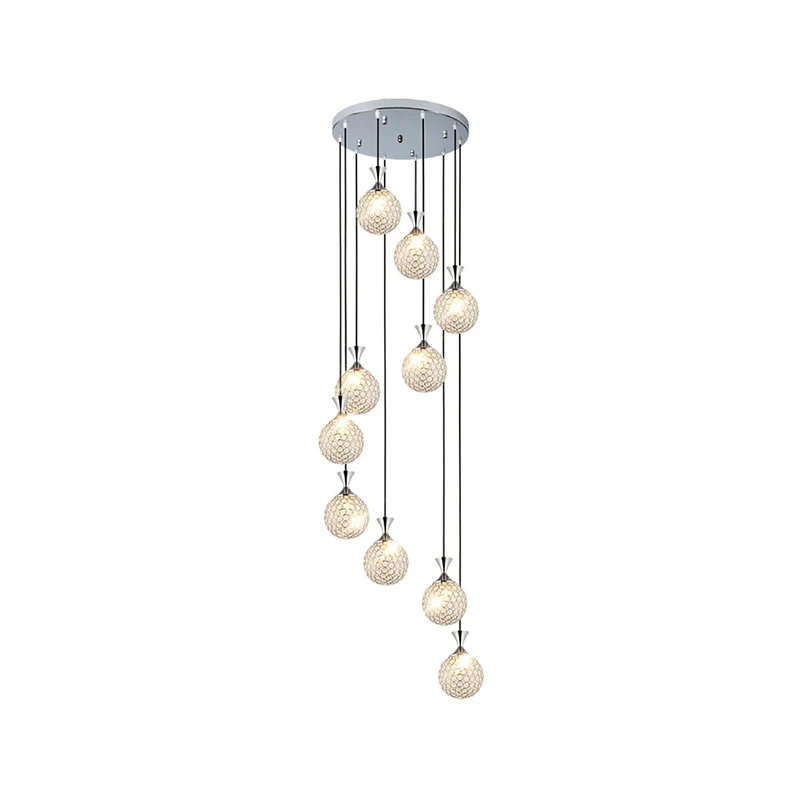 Bolvormige spiraalcluster hanglamp Moderne kristallen ingebedde 10-lichts hangende verlichting Clearhalo