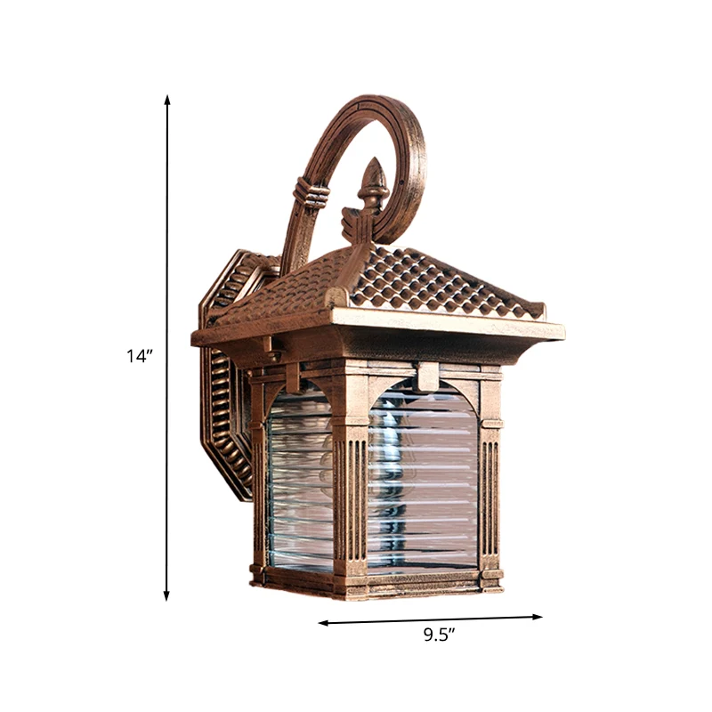 Boog Binnenplaats Wandlamp Boerderij Helder Geribbeld Glas 1 Lichte Messing Afwerking Wandmontage Lamp Clearhalo