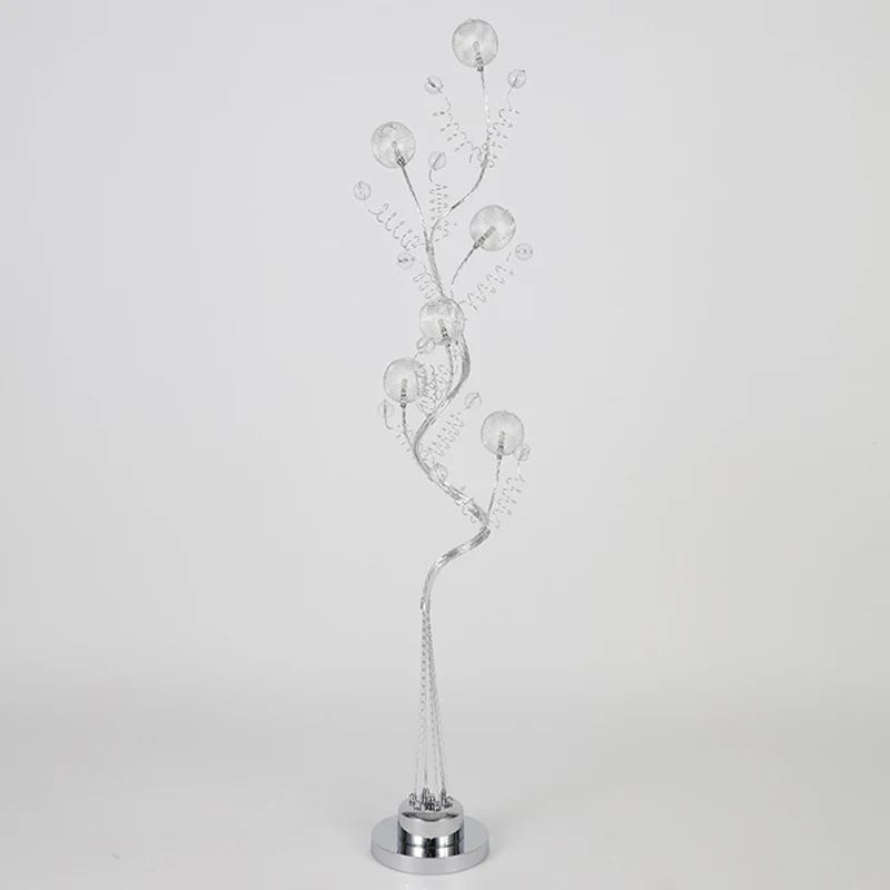Boomvormige aluminium staande verlichting Decoratieve woonkamer LED-vloerleeslamp met boldetail roze/zilver, warm/wit lich...