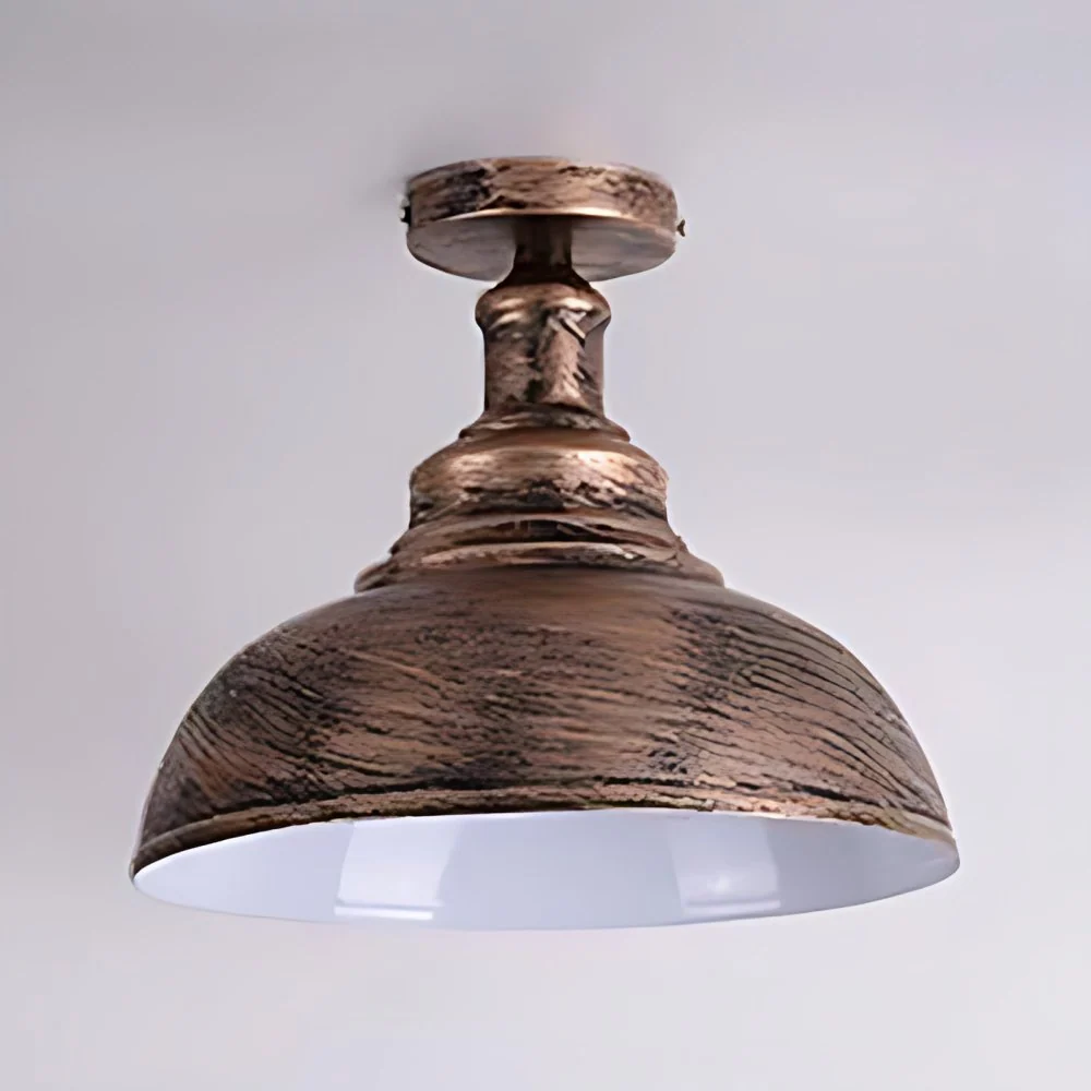 Bowl Eettafel Semi-Flush Plafondlamp Antiek IJzer 1 Kop Roest Plafondlamp, Diameter 11,5"/16" Clearhalo