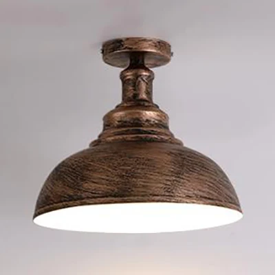 Bowl Eettafel Semi-Flush Plafondlamp Antiek IJzer 1 Kop Roest Plafondlamp, Diameter 11,5"/16" Clearhalo