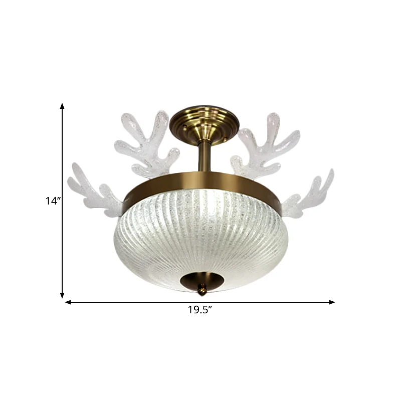Bowl prismatische glazen plafondlamp Nordic 8-koppige gouden semi-inbouwmontage met gewei-ontwerp Clearhalo