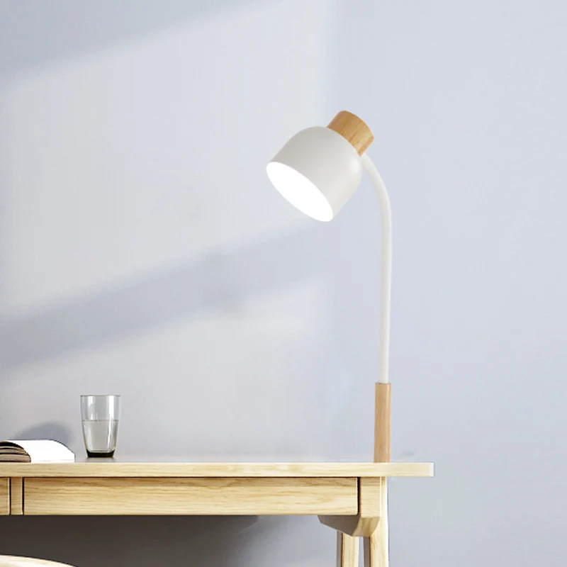 Bowl Shade Studio Clamp Bureaulamp IJzer 1-lichts taaklamp Scandinavische stijl groen/wit en hout met flexibele arm Clearhalo