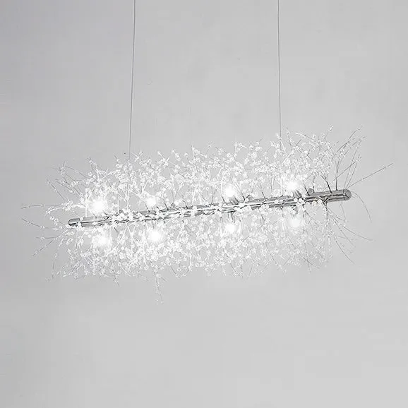 Branch Island Hanglamp Modernistisch Metallic 27,5"/35,5" W Multi Licht Zilver Hanglamp met Kristallen Kraal Deco Clearhalo