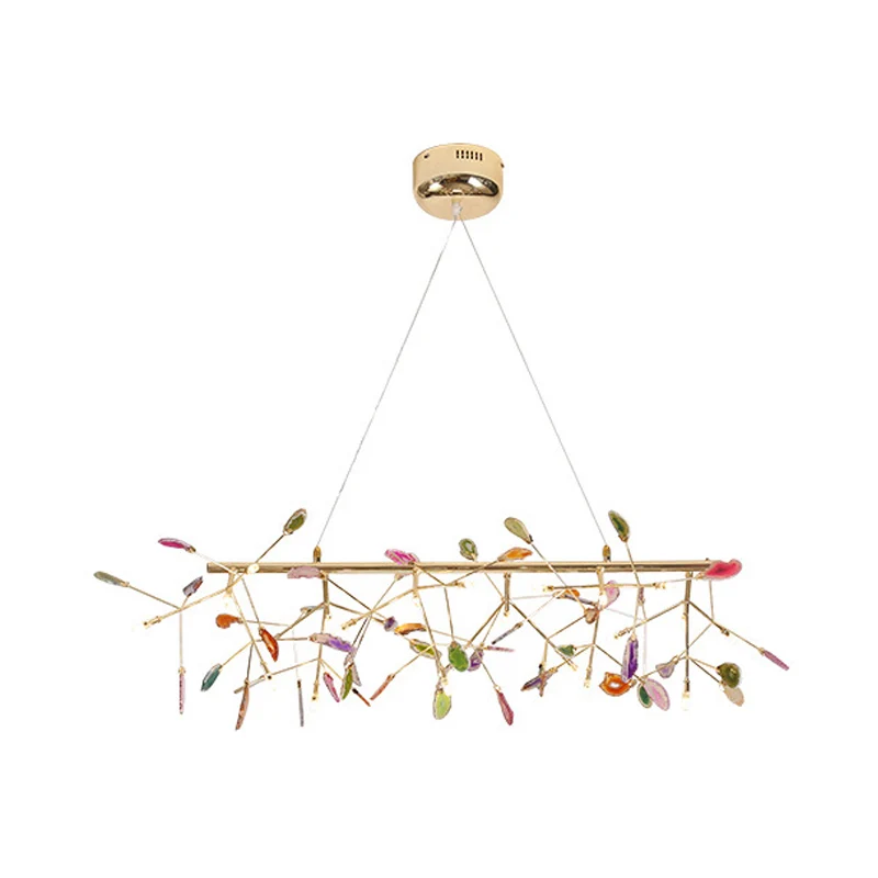 Branch Island Light Nordic Kleurrijk Kristal 16/24 Heads Goud Hangend Plafondlamp voor Eetkamer Clearhalo