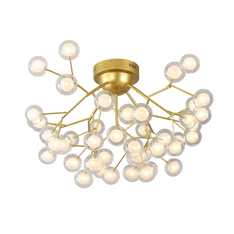 Branch LED semi-inbouw simplistische metalen woonkamer dicht bij plafond kroonluchter goud Clearhalo