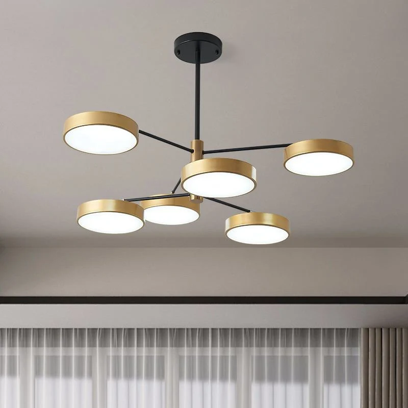 Branch Woonkamer Hangende Plafondlamp Metaal 6 Hoofden Eenvoudige Stijl Hanglamp Goud/Wit Clearhalo