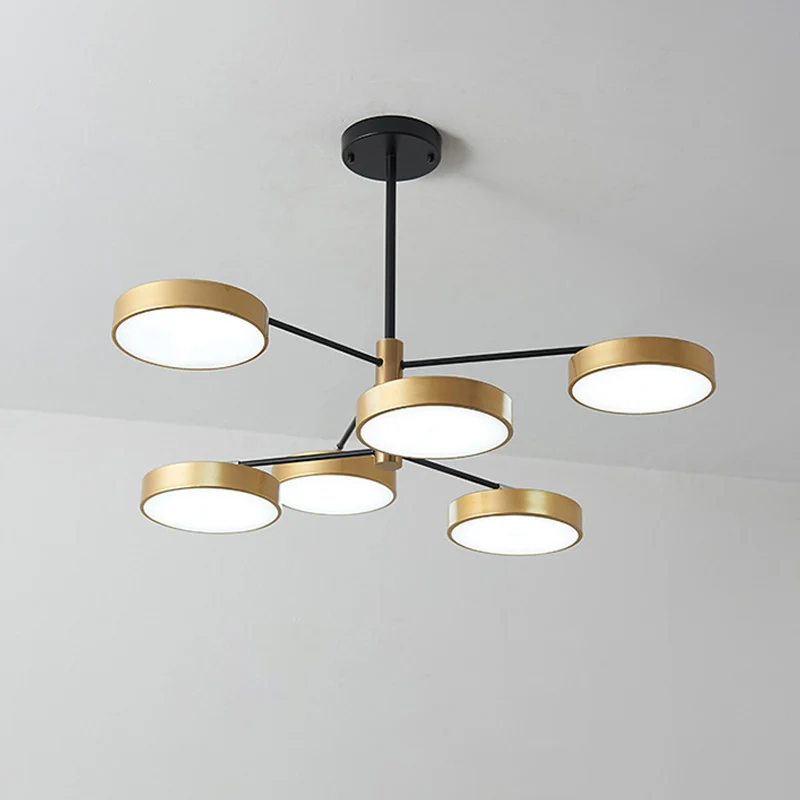Branch Woonkamer Hangende Plafondlamp Metaal 6 Hoofden Eenvoudige Stijl Hanglamp Goud/Wit Clearhalo