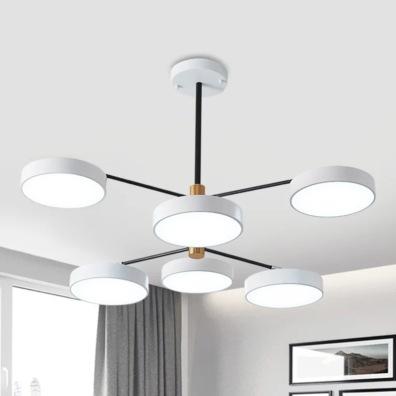 Branch Woonkamer Hangende Plafondlamp Metaal 6 Hoofden Eenvoudige Stijl Hanglamp Goud/Wit Clearhalo