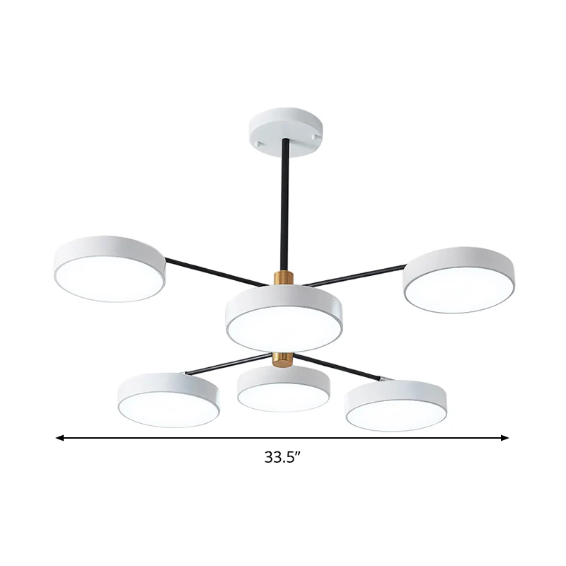 Branch Woonkamer Hangende Plafondlamp Metaal 6 Hoofden Eenvoudige Stijl Hanglamp Goud/Wit Clearhalo