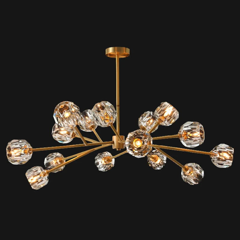 Branch Woonkamer Hanglamp Metaal Artistieke Kroonluchterlamp met gefacetteerde kristallen kap goud Clearhalo