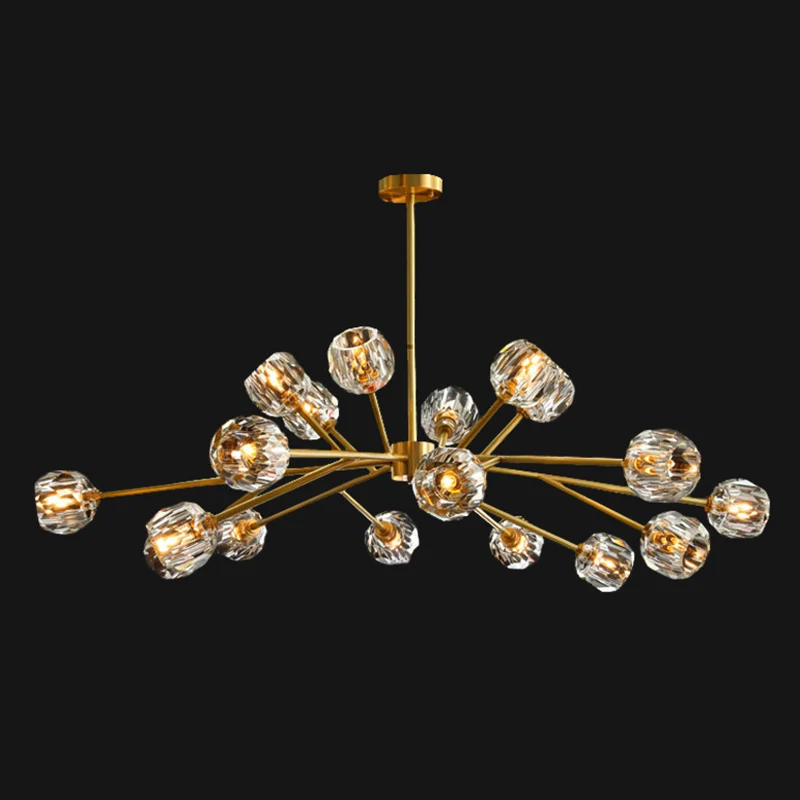 Branch Woonkamer Hanglamp Metaal Artistieke Kroonluchterlamp met gefacetteerde kristallen kap goud Clearhalo