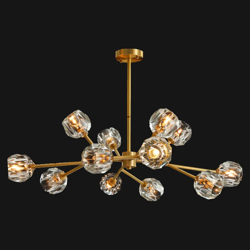 Branch Woonkamer Hanglamp Metaal Artistieke Kroonluchterlamp met gefacetteerde kristallen kap goud Clearhalo