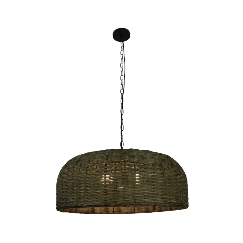 Brede kom met neerwaartse verlichting, hangende boerderijbamboe 3-koppige koffiekroonluchterlamp Clearhalo