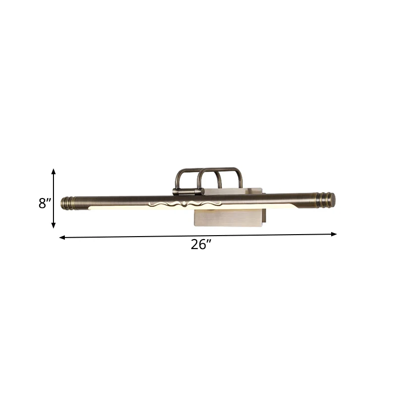Brons/messing LED-ijdelheidslamp Klassieke metalen buis-sconce-lamp wit/warm licht, 21"/26"/29" W Clearhalo