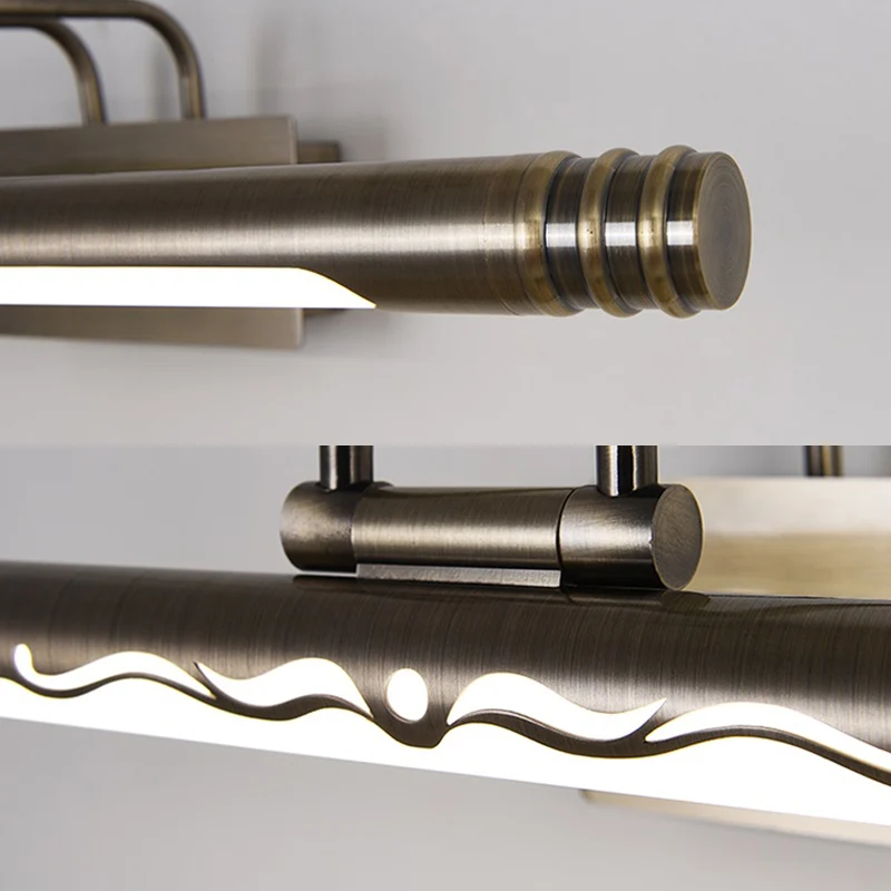 Brons/messing LED-ijdelheidslamp Klassieke metalen buis-sconce-lamp wit/warm licht, 21"/26"/29" W Clearhalo