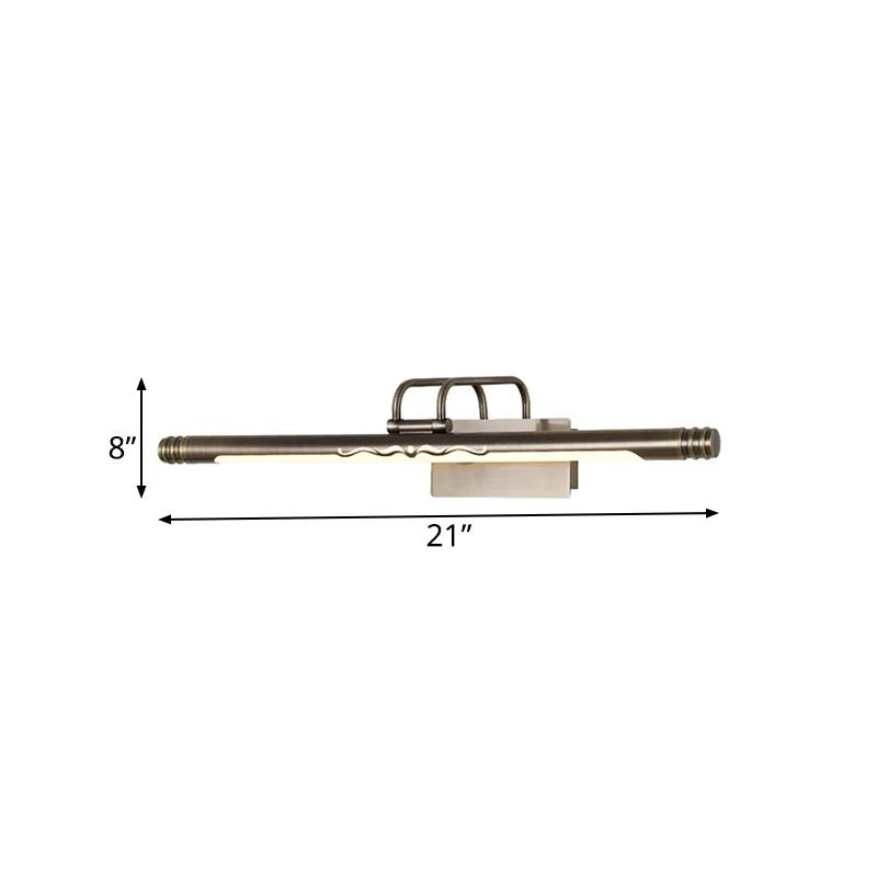 Brons/messing LED-ijdelheidslamp Klassieke metalen buis-sconce-lamp wit/warm licht, 21"/26"/29" W Clearhalo