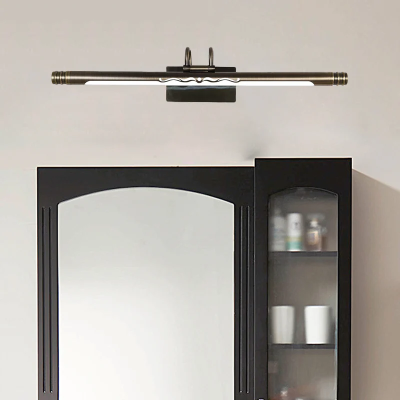 Brons/messing LED-ijdelheidslamp Klassieke metalen buis-sconce-lamp wit/warm licht, 21"/26"/29" W Clearhalo
