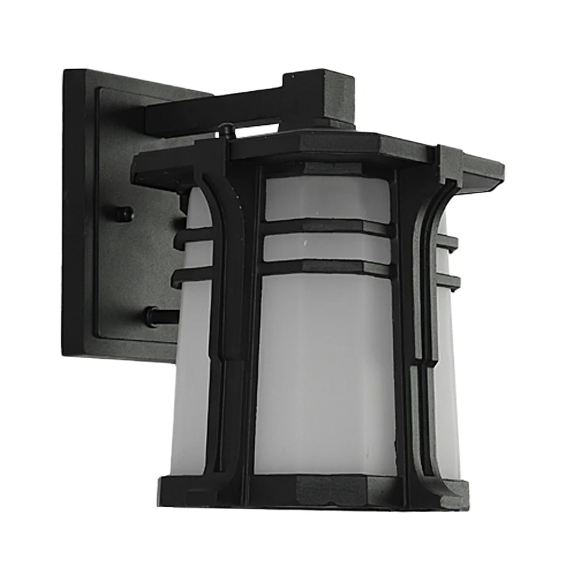 Brons/zwarte lantaarn wandlamp Lodge opaal matglas enkele lamp buitenmuurverlichtingsarmatuur Clearhalo