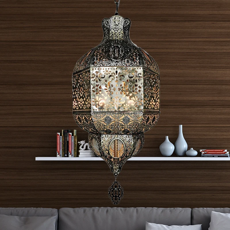 Bronze Etch plafond hanglamp Art Deco metaal 3-lamps woonkamer kroonluchterverlichting Clearhalo