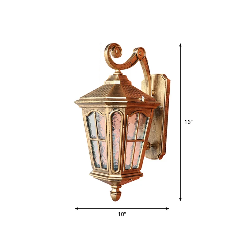 Bronzen taps toelopende buitenmuurlantaarn Antiek gegolfd glas Patio Solar LED-wandlamp Clearhalo