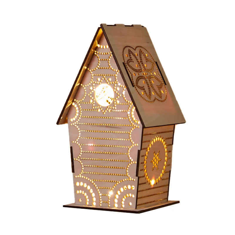 Brown Lodge Klein Nachtlampje Kinder Houten USB LED Tafelverlichting met Uitsparingen Liefdevol Hart/Ster/Bloemenpatroon C...