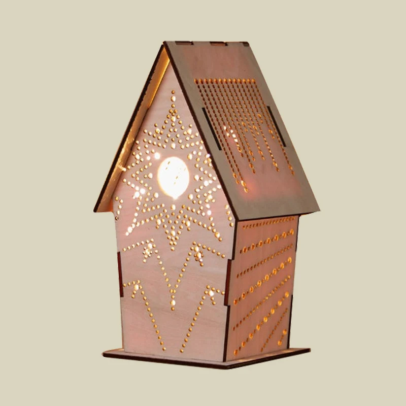 Brown Lodge Klein Nachtlampje Kinder Houten USB LED Tafelverlichting met Uitsparingen Liefdevol Hart/Ster/Bloemenpatroon C...