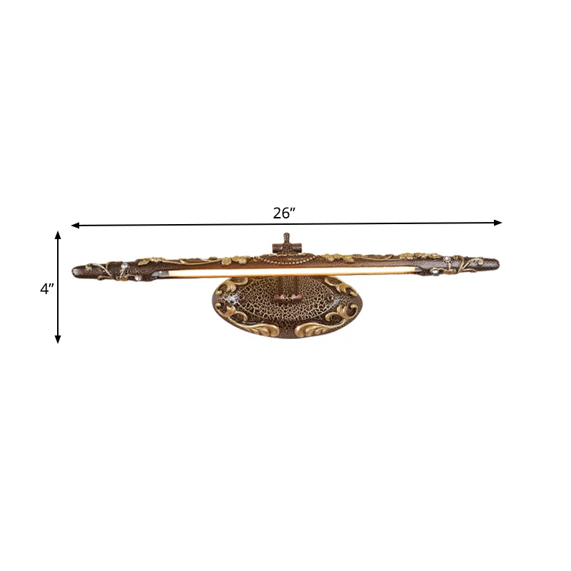 Bruin langwerpig ijdelheidslichtarmatuur Klassieke metalen LED-badkamerlamp wit/warm licht, 19,5"/23,5"/26" breed Clearhalo