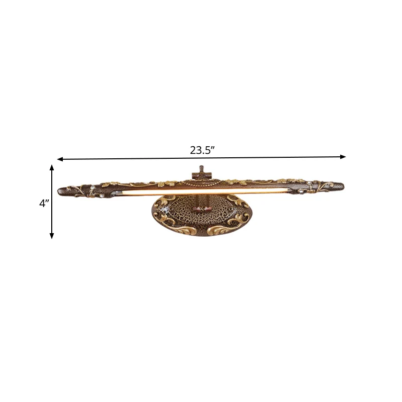 Bruin langwerpig ijdelheidslichtarmatuur Klassieke metalen LED-badkamerlamp wit/warm licht, 19,5"/23,5"/26" breed Clearhalo