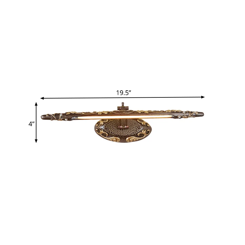 Bruin langwerpig ijdelheidslichtarmatuur Klassieke metalen LED-badkamerlamp wit/warm licht, 19,5"/23,5"/26" breed Clearhalo