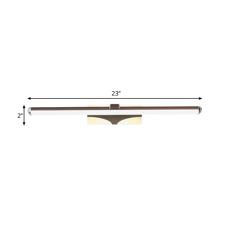 Bruin langwerpig ijdelheidslichtarmatuur Klassieke metalen LED-badkamerlamp wit/warm licht, 16,5"/23" breed Clearhalo
