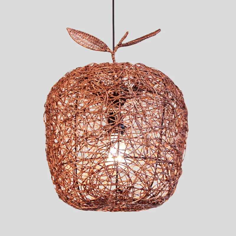 Bruine Apple Hanglamp Chinese 1 Kop Rotan Plafond Hanglamp voor Eetkamer Clearhalo