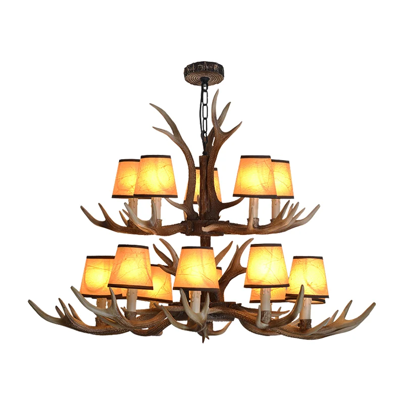 Bruine conische schaduw hangende kroonluchter landelijke hars 4/6/8 hoofden eetkamer hangende plafondlamp Clearhalo